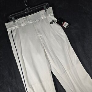 Rawlings Baseball Pants Piped White Athletic Fitted New With Tags Medium